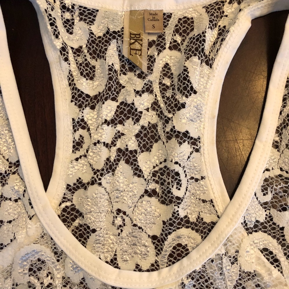 Cream lace racer tank BKE - Picture 2 of 3
